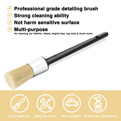 10pcs Auto Car Detailing Brush Set Car Interior Cleaning Kit Includes 5 Boar Hair Detail Brush,3 Wire Brush, 2 Air Vent Brush for Cleaning Interior Exterior, Dashboard Engines Leather Wheel