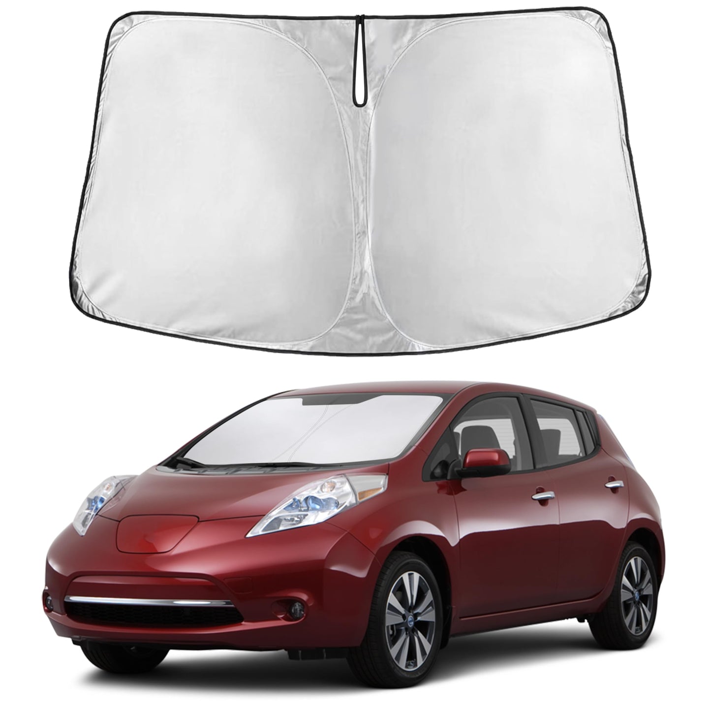 EcoNour Car Windshield Sunshade | Blocks 99% Heat & Keeps Interior Cool | Universal Fits Cars, SUVs, Trucks | Automotive Sun Screen, Visor & Car Accessories for Summer | Medium (64x32 Inches)