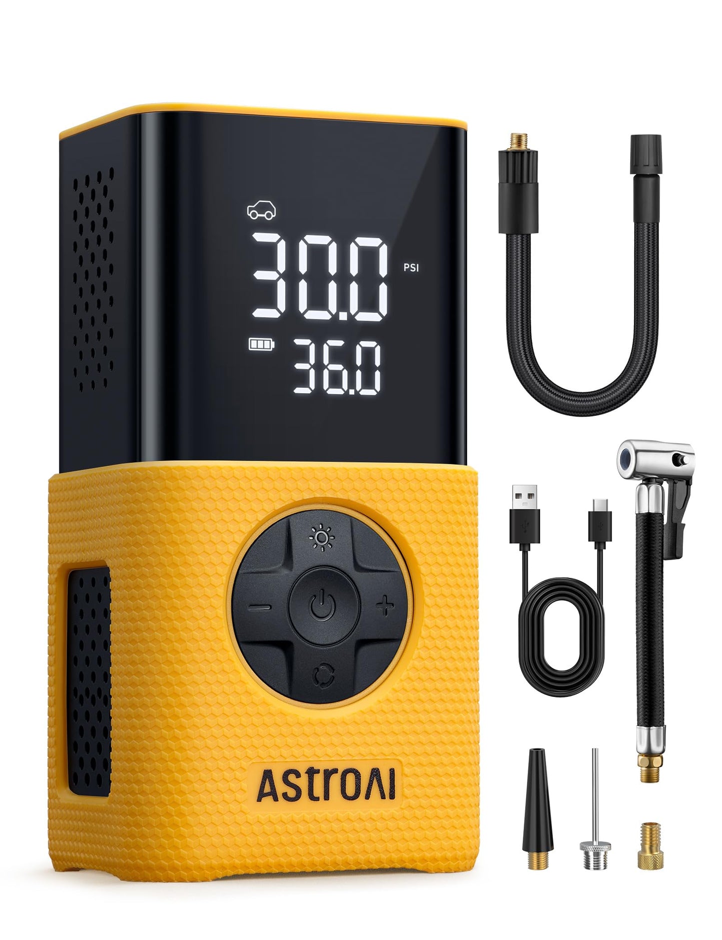AstroAI L7 Tire Inflator Portable Air Compressor,150 PSI Cordless Mini Air Bike Auto Shut-Off Pump with Digital Display Pressure Gauge, Fast Inflation & LED Light for Car Tires,Motorcycles,Bikes,Balls