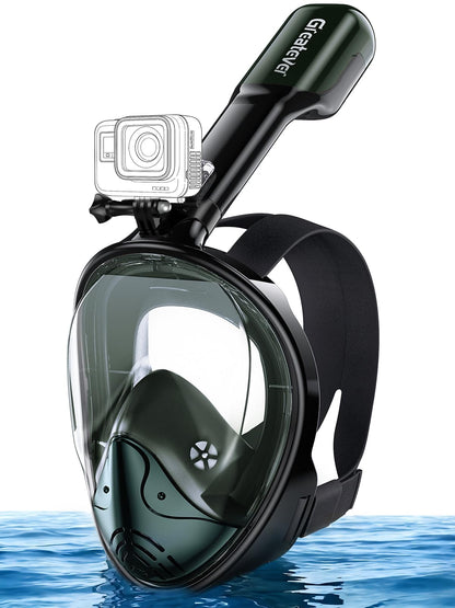Greatever Full Face Snorkel Mask, Snorkeling Gear for Adults with Latest Dry Top Breathing System and Detachable Camera Mount, Foldable Snorkel Mask Adult, Snorkels Anti-Fog & Anti-Leak