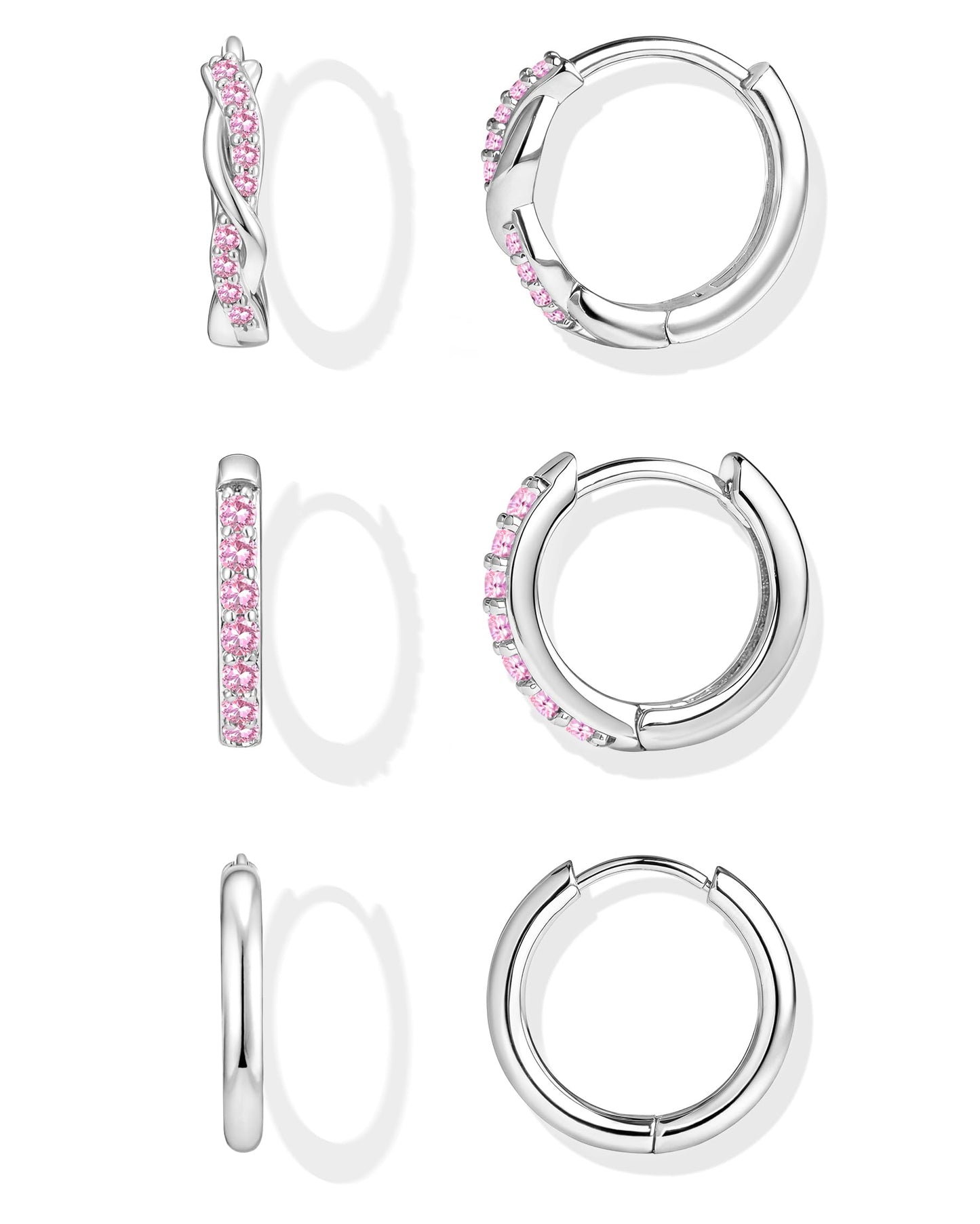 Inerney 14K Gold Plated Huggie Hoop Earrings for Women, Small Sterling Silver Earring Set Hypoallergenic Cartilage Helix Stacks, Mini Dainty Cute Trendy Birthstone Jewelry Gift for Multiple Piercings