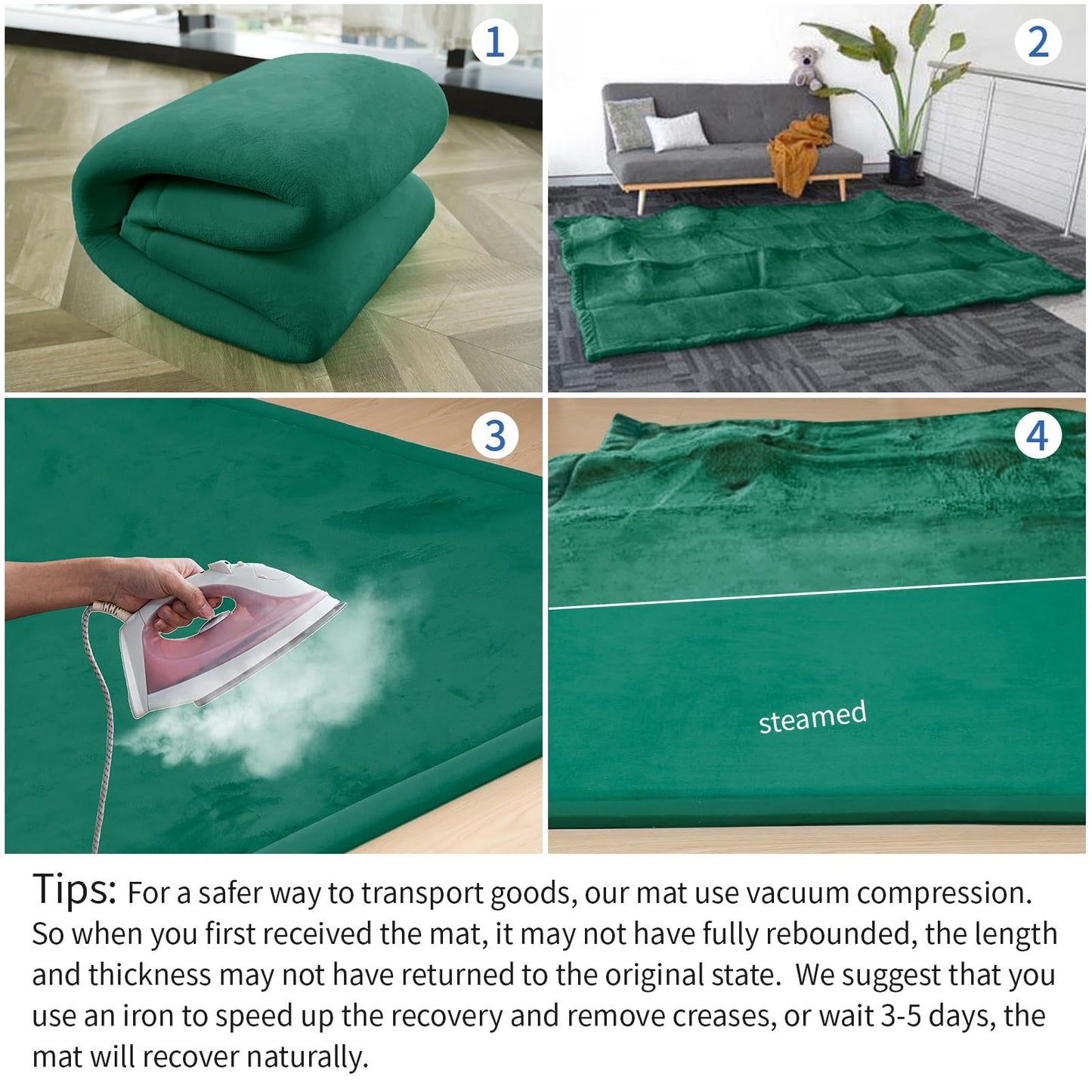 Huloo Sleep Ultra Soft Baby Spielmatte für den Boden, 3,3 cm dicke Elasti-Foam 127x127 cm Laufgittermatte für Kleinkinder, rutschfeste Rückseite, sicher zum Krabbeln und für die Bauchlage, Tatami-Stil (Dunkelgrau)