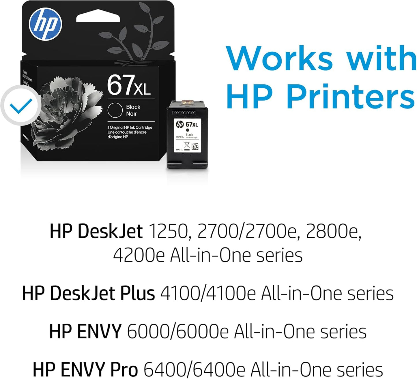 Original HP 67XL Schwarze Tintenpatrone mit hoher Reichweite | Kompatibel mit HP DeskJet 1255, 2700, 4100er Serien, HP Envy 6000, 6400er Serien | Für Instant Ink geeignet | 3YM57AN