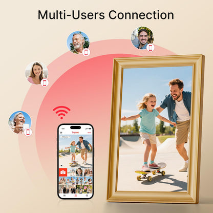 Frameo 10.1 Inch WiFi Digital Picture Frame, Smart Cloud Electronic Photo Frame with HD IPS Touch Screen Slideshow 32GB Memory Auto-Rotate Wall Mount, Share Photos/Videos from Phone - Gifts for Mom