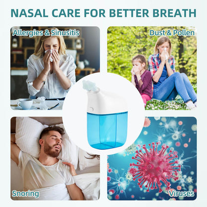 Nasal Irrigation System, Nasal Rinse Machine, Sinus Rinse Machine, Sinus Cleaner Machine with Water Tank & Waste Collection Tank - Nose Cleaner for Sinus,SinusAdult,Allergy Relief - Blue