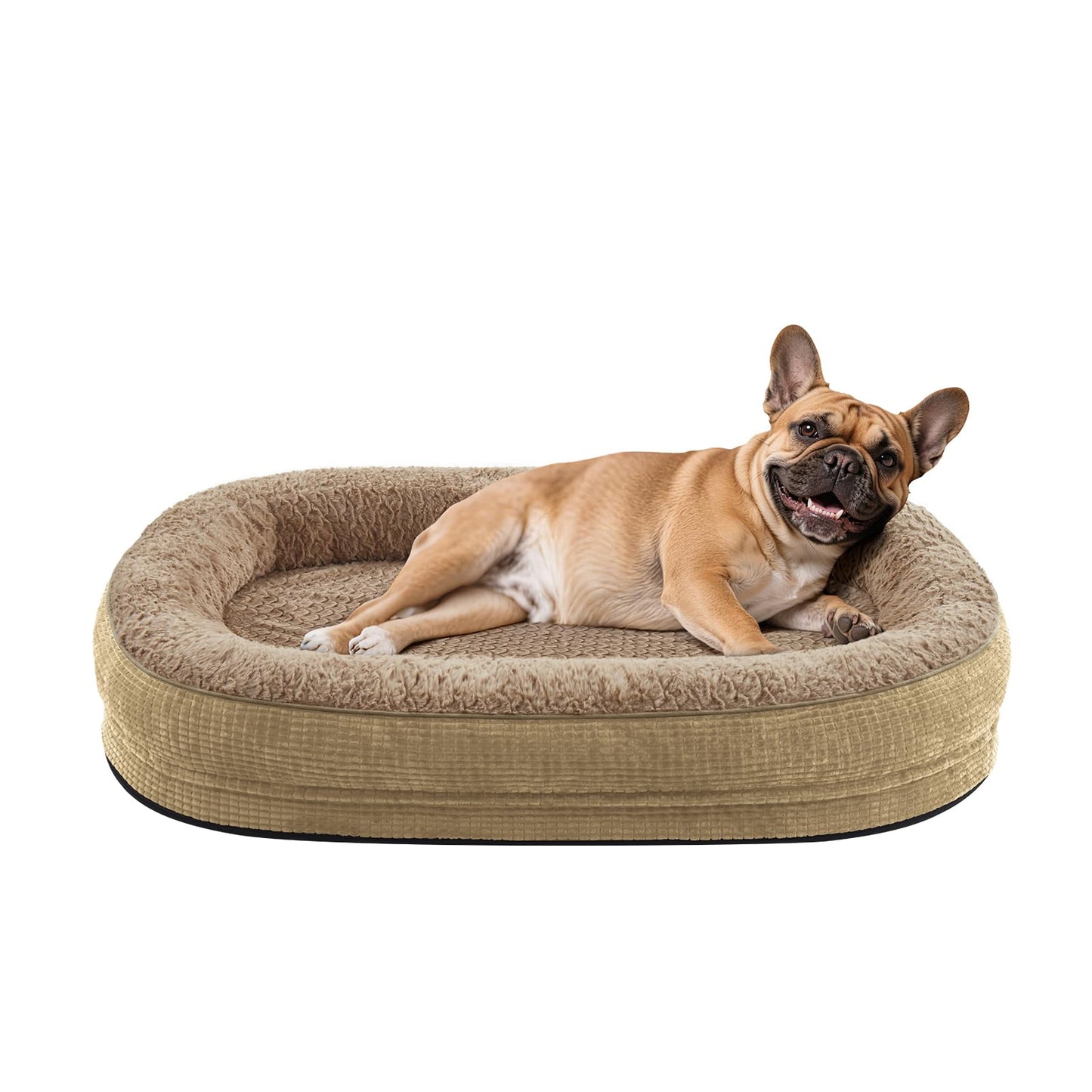 JOEJOY Orthopedic Dog Beds Large Sized Dog, XL Egg-Crate Memory Foam Pet Couch Bed with Bolster Sides, Waterproof Lining, Removable Washable Cover & Non-Slip Bottom, Brown