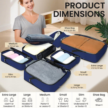 BAGAIL 4er-Set Kompressions-Packwürfel Reise-erweiterbare Packorganizer (Schwarz, 4er-Set)