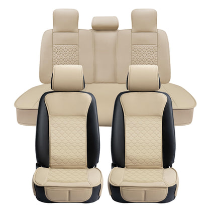 Elantrip 2PCs Front Car Seat Covers Leather Water Proof Seat Protector Universal fit for Most Cars SUVs and Trucks Black