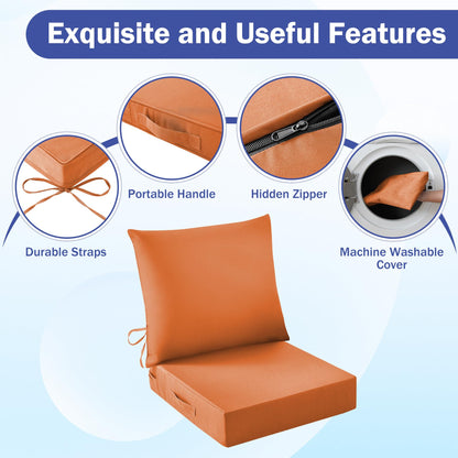 IASEAHK Outdoor Chair Cushions, 24 x 24 Inch Outdoor Cushion for Patio Furniture, Patio Chair Cushion, Waterproof & Fade Resistant Deep Patio Furniture Cushions Set with Handle and Ties, Navy Blue