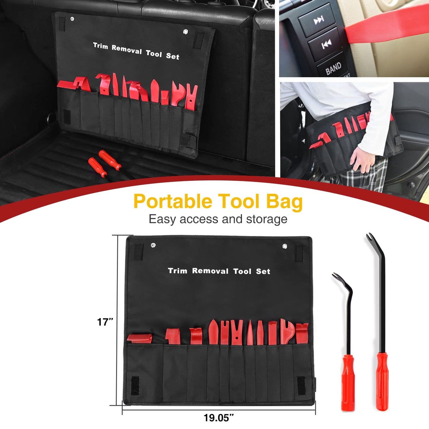 GOOACC 5PCS Auto Trim Removal Tool Kit No-Scratch Pry Tool Kit for Car Door Clip Panel & Audio Dashboard Dismantle -5PCS