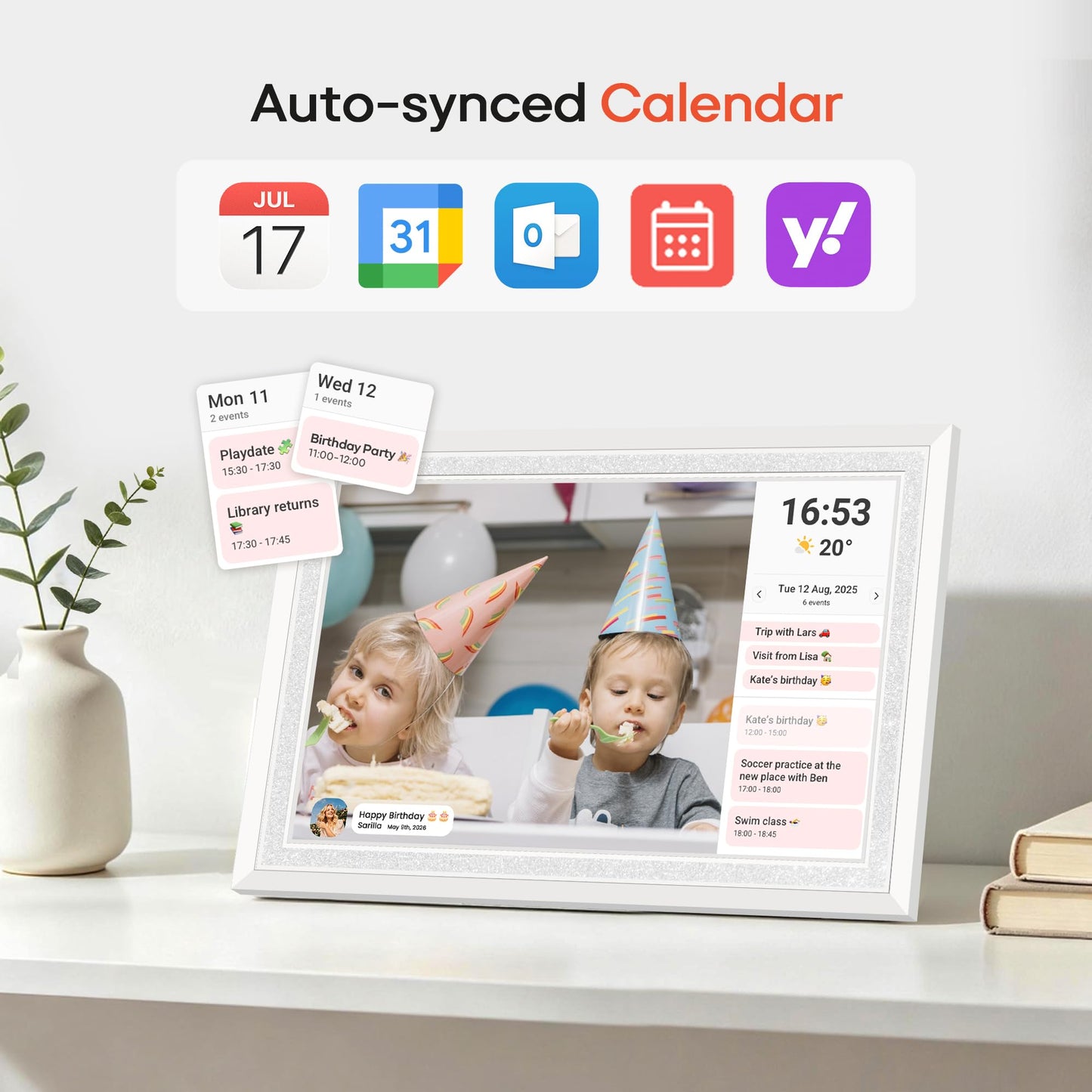 Frameo 10.1 Inch WiFi Digital Picture Frame, Smart Cloud Electronic Photo Frame with HD IPS Touch Screen Slideshow 32GB Memory Auto-Rotate Wall Mount, Share Photos/Videos from Phone - Gifts for Mom