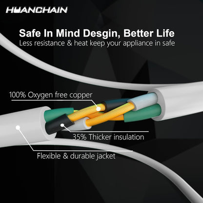 HUANCHAIN Indoor Outdoor Black Extension Cord 25 ft Waterproof, 16/3 Gauge Flexible Cold-Resistant Appliance Cable Outside, 13A 1625W 16AWG SJTW, 3 Prong Electric Cord, ETL