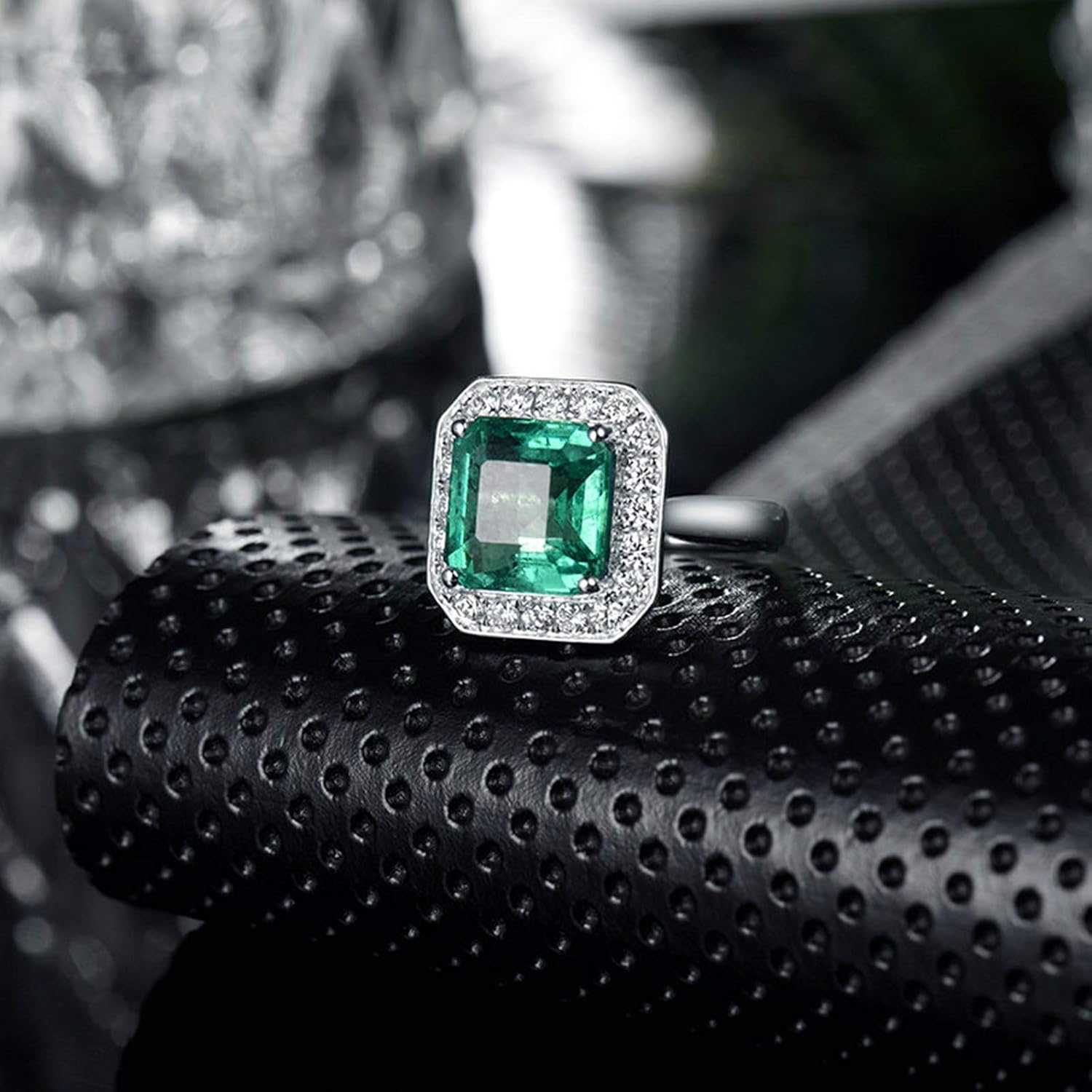 Wedding Rings for Womens, White Gold Ring Womens 2 ct Emerald Diamond Wedding Bands Rings (White Gold)