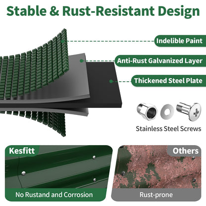 Kesfitt Raised Garden Bed, 5x2x1 FT Galvanized Steel Metal Raised Garden Bed, Oval Open-Bottom Design, 12-Inch Deep for Outdoor Vegetable & Herb Gardening, Fruit Green