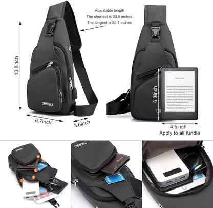 Wasserdichte Sling Bag Umhängetasche für Herren Damen Sling Rucksack Wanderrucksack Mehrzweck Cross Body Brusttasche