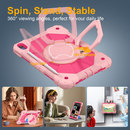 Case for iPad A16 11th Generation 11 Inch 2025, Auorld for iPad 10th Generation 10.9 inch 2022 case with Screen Protector, 360 Degree Rotating Stand Shoulder Strap Pencil Holder, Navy Pink
