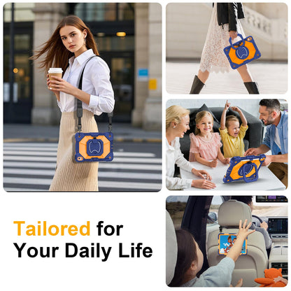 Case for iPad A16 11th Generation 11 Inch 2025, Auorld for iPad 10th Generation 10.9 inch 2022 case with Screen Protector, 360 Degree Rotating Stand Shoulder Strap Pencil Holder, Navy Pink