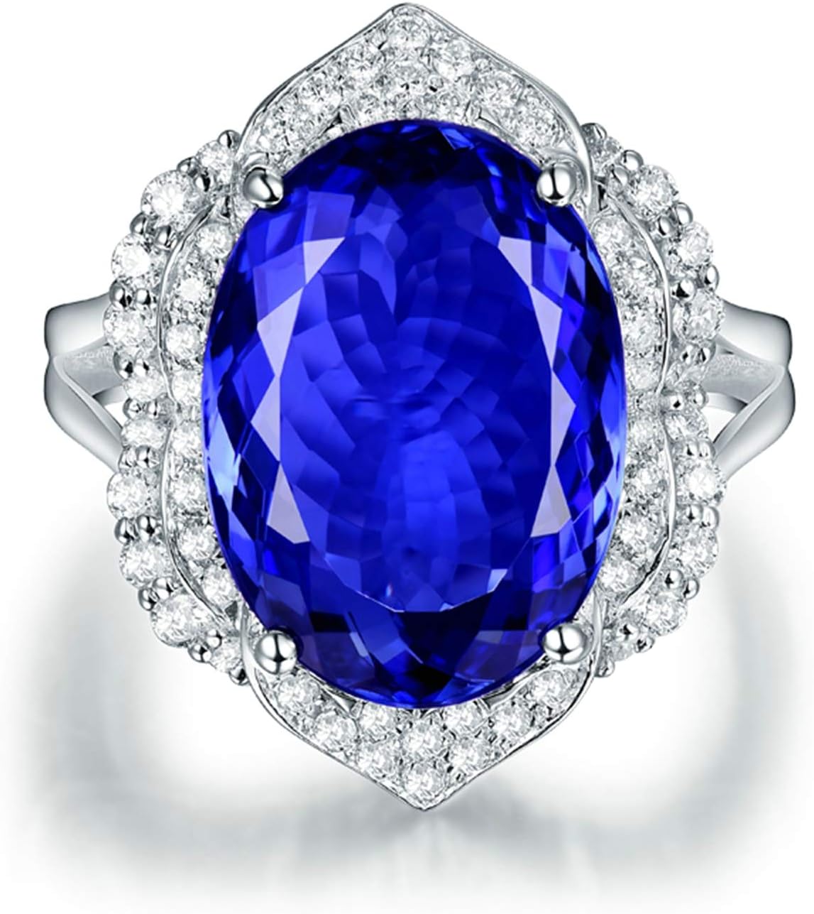 Wedding Rings for Womens, White Gold Infinity Ring 8.45 ct Tanzanite Diamond Rings Party Travel Jewelry (White Gold)