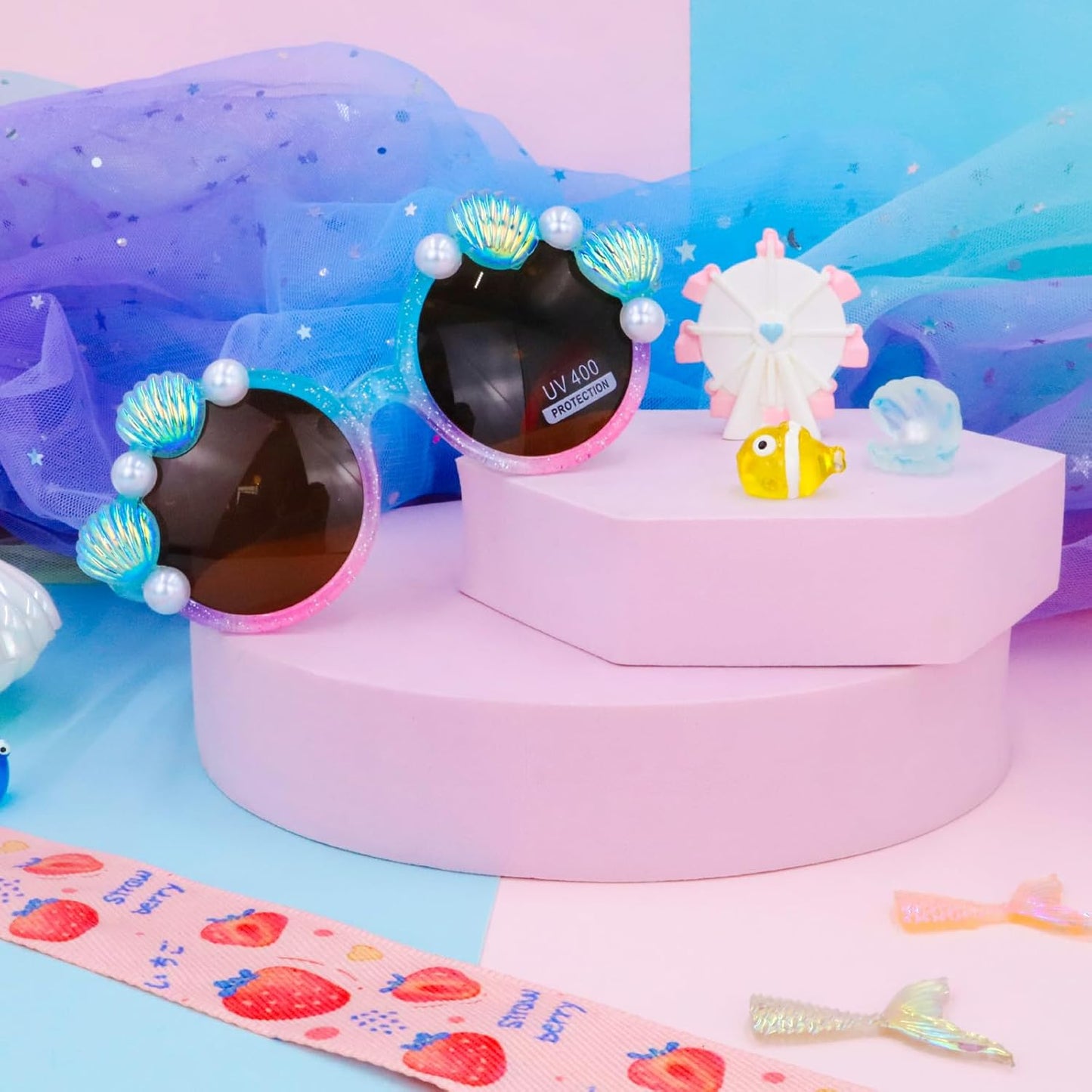 PinkSheep Sonnenbrille für Mädchen, polarisierte Sonnenbrille für Babys und Kinder mit Etui, Einhorn, Oval, Katzen, Herzbrillen, UV400-Schutz