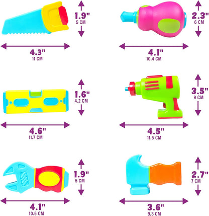 Tub Works® Construction™ Trucks Schimmelfreies Badespielzeug, 6er-Pack | Versiegeltes Design ohne Löcher hält Feuchtigkeit fern | Weich, quetschbar und schwimmt auf dem Wasser | Baby- und Kleinkind-Badespielzeug | Kinderauto-Spielzeug