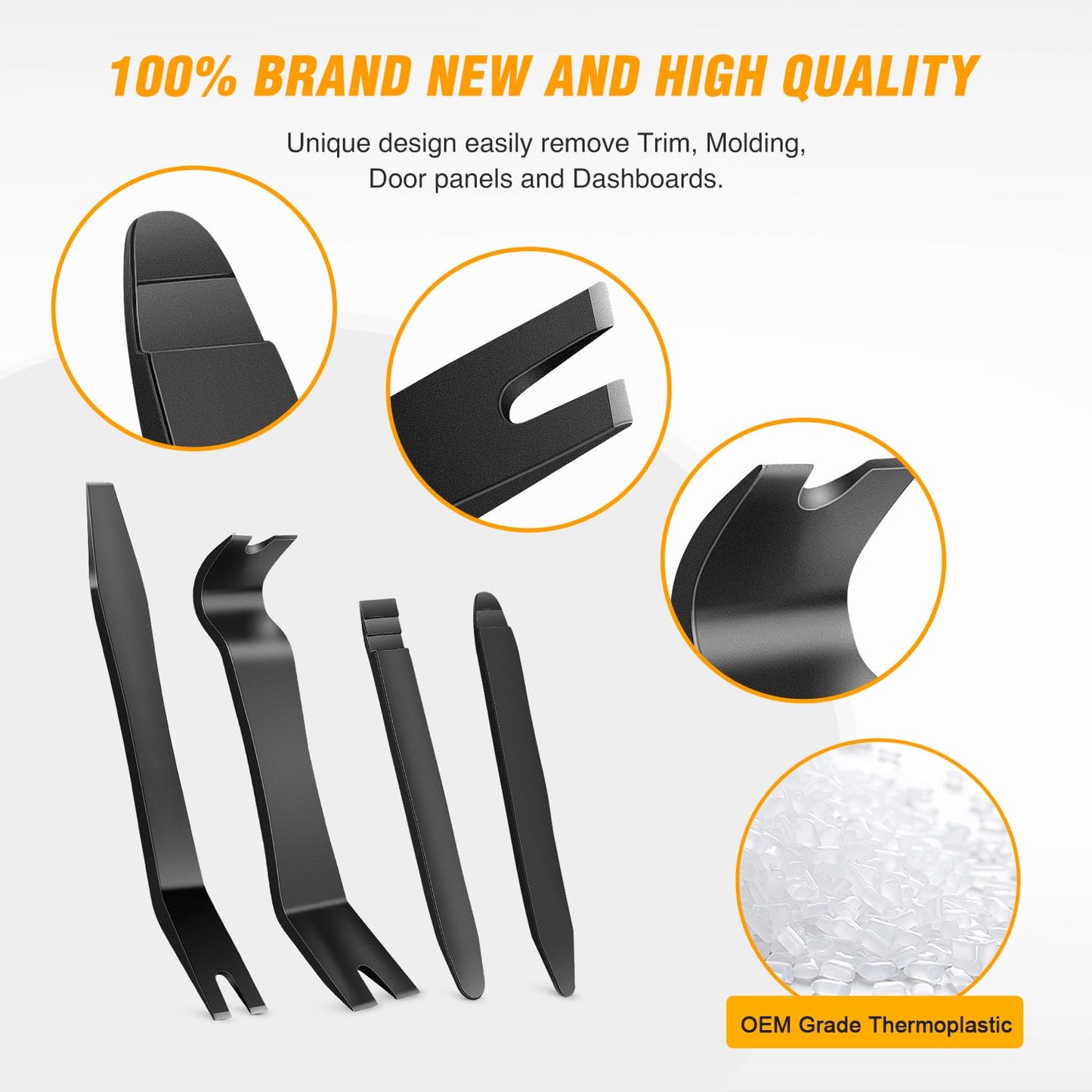 GOOACC 5PCS Auto Trim Removal Tool Kit No-Scratch Pry Tool Kit for Car Door Clip Panel & Audio Dashboard Dismantle -5PCS