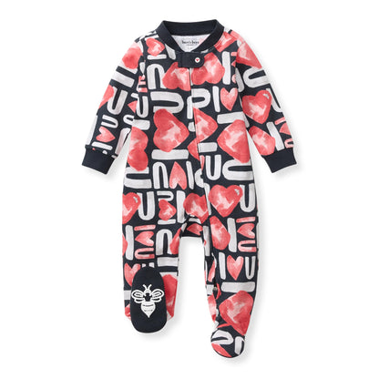 Burt's Bees Baby Boys Sleep and Play Pajamas, 100% Organic Cotton, One-piece PJs, Diagonal Zip Up Loose Fit Footie