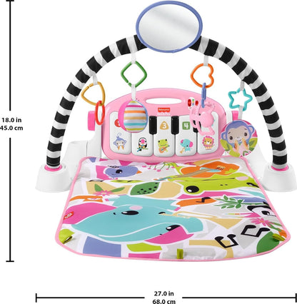 Fisher-Price Baby-Spielmatte „Glow and Grow Kick & Play Piano Gym“, blaues musikalisches Lernspielzeug mit Entwicklungsaktivitäten für Neugeborene ab 0 Monaten