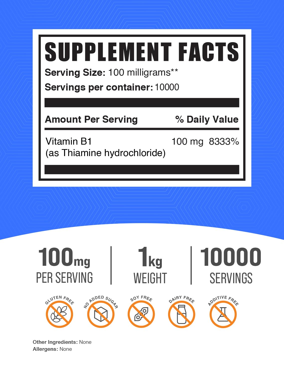 BulkSupplements.com Thiamine HCl Powder - Thiamine Hydrochloride - Thiamine B1 Supplement - B1 Vitamins - Thiamine 100mg - Thiamine Powder - 100mg per Serving (5 Kilograms - 11 lbs)