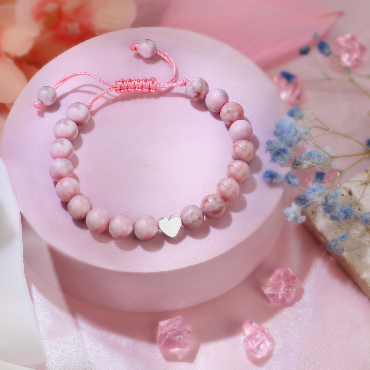 Sereney 5 Jahre altes Mädchen Geburtstagsgeschenkideen, verstellbares rosa-weißes Perlenarmband als Fünf-Jahres-5-Jahre-altes 5. Geburtstagsgeschenk für Teenager-Mädchen, Tochter, Nichte, Enkelin