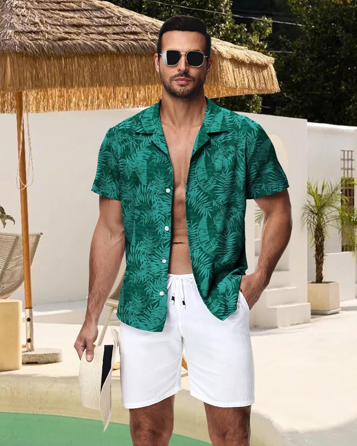 HMIYA Herren Hawaiihemden Kurzarm Button-Up Hemd Herren S-3XL