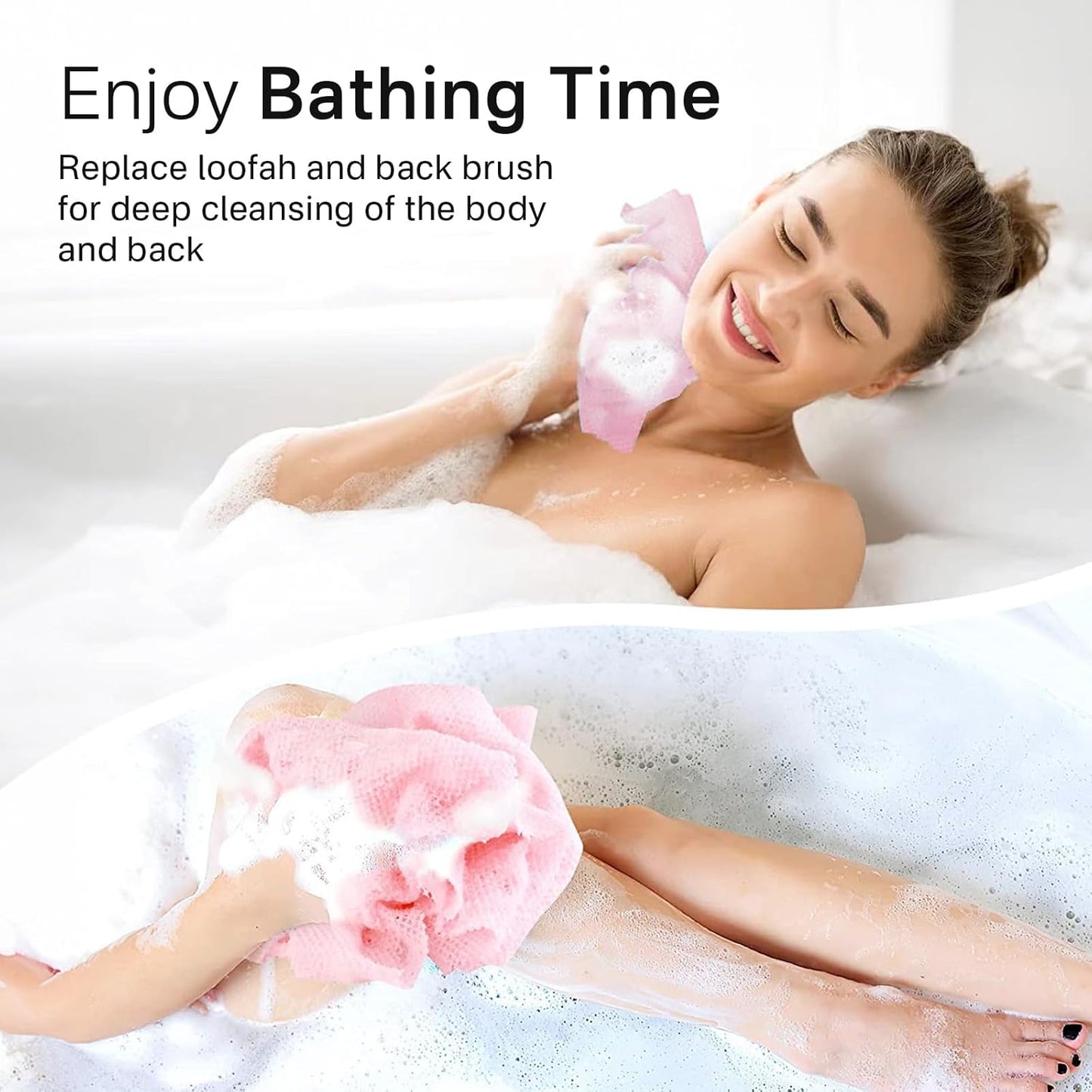 Yiclick Peeling-Waschlappen, Peeling-Körperbürste, Rückenbürste für Dusche und Bad, afrikanischer Netzschwamm Luffa-Körperpeeling, Peeling-Tuchbürstenhandschuhe für Frauen (Grau)