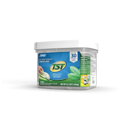 Camco TST MAX RV Toilet Treatment Drop-INs - Control Unwanted Odors & Break Down Waste and Tissue - Safe Septic Tank Treatment - Orange Scent, 30-Pack (41183)