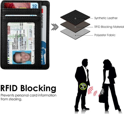 Fintie Schlankes, minimalistisches Fronttaschen-Portemonnaie, RFID-blockierendes Kreditkartenetui, Kartenhüllen mit Ausweisfenster für Herren und Damen