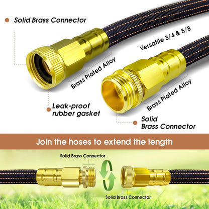 50FT Flexible Garden Hose & 10Modes Nozzle,None Expanding Lightweight Water Hose,Kink-Free,All-Weather 3/4 in. Hose for RV,Boat,Car Wash,Garden,Yard,Camper,Outdoor (Orange-Black, 50 Feet)