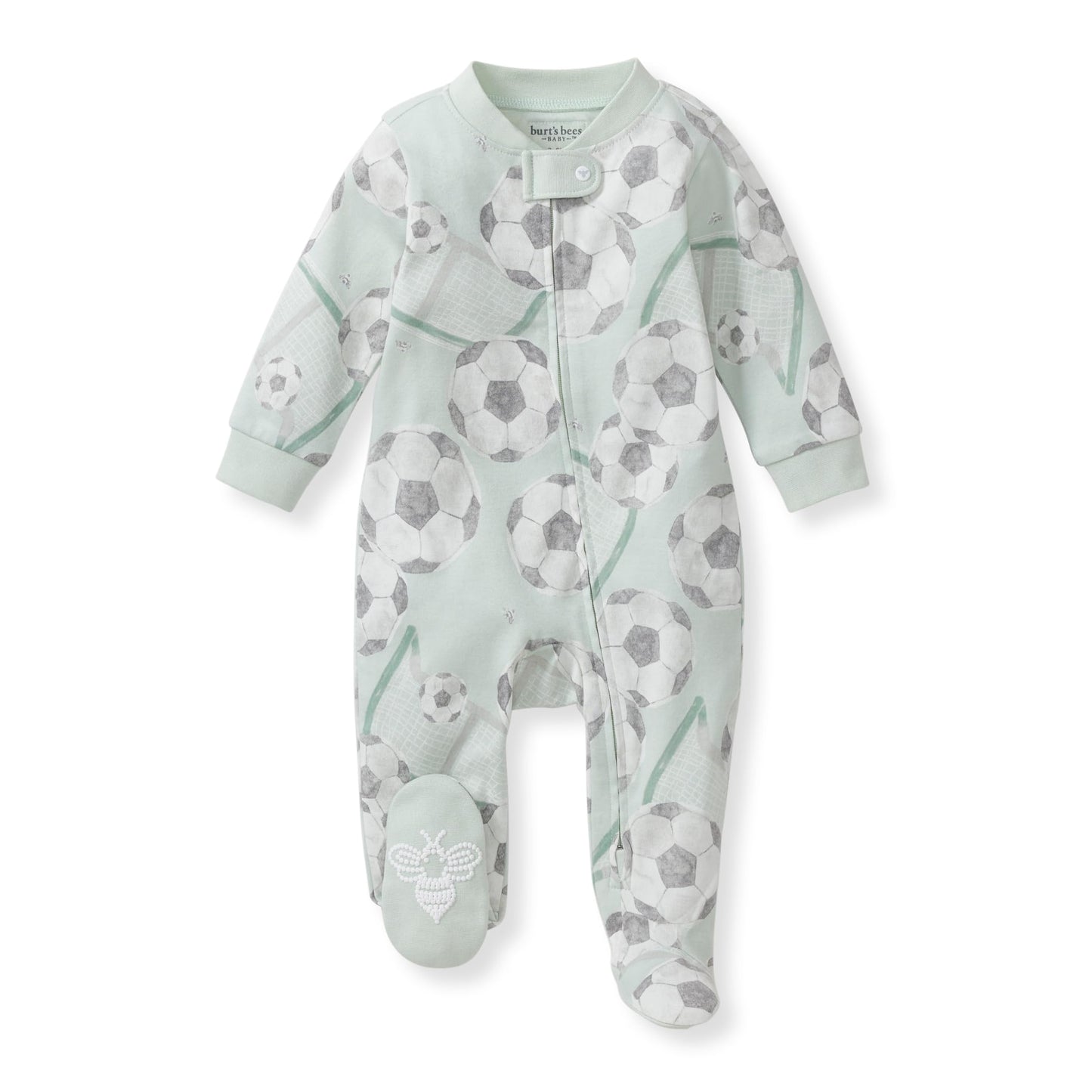 Burt's Bees Baby Boys Sleep and Play Pajamas, 100% Organic Cotton, One-piece PJs, Diagonal Zip Up Loose Fit Footie