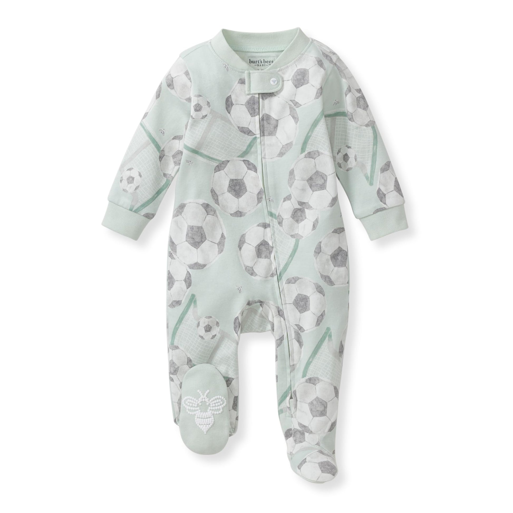 Burt's Bees Baby Boys Sleep and Play Pajamas, 100% Organic Cotton, One-piece PJs, Diagonal Zip Up Loose Fit Footie