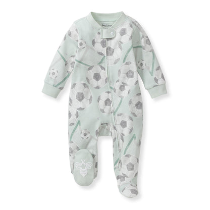 Burt's Bees Baby Boys Sleep and Play Pajamas, 100% Organic Cotton, One-piece PJs, Diagonal Zip Up Loose Fit Footie