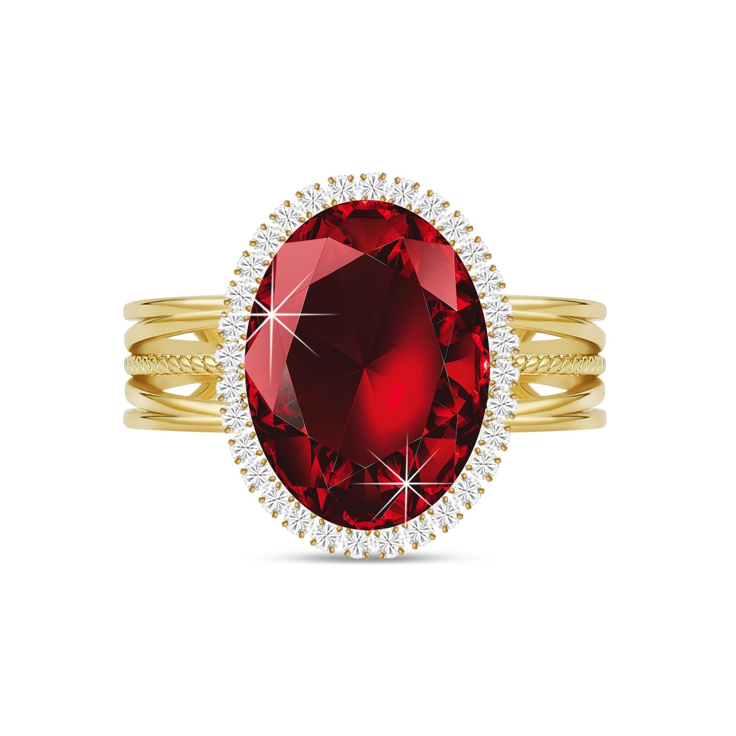 Linawe Birthstone Chunky Adjustable Rings for Women, Gold/Silver/Rose Gold Statement Rings, Imitation Diamond Fake Gemstone Crystal Cocktail Ring, Cubic Zirconia Costume Jewelry