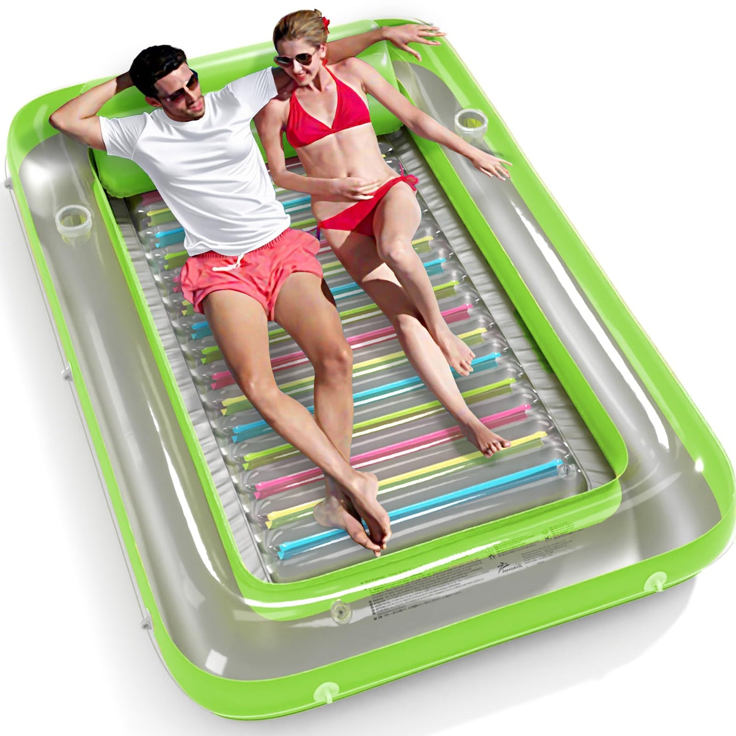 Jasonwell 4 in 1 Inflatable Tanning Pool Lounger Float - Sunbathing Lounge Floatie Raft Toys, Water Filled Tanning Bed Mat Pad Blow Up Kiddie Pool with Ball Pit for Adult, Kids (L)