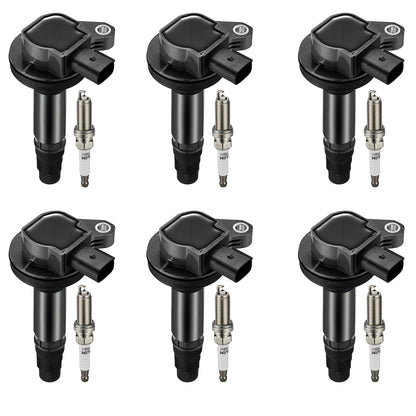 BDFHYK Ignition Coil Pack UF648 and Iridium Spark Plug 97390 Compatible with Jeep Grand Cherokee 2011-2015 Jeep Wrangler Dodge Charger Grand Caravan 2016 Chrysler 200 300 Jeep Coil Pack 3.6L Set of 6
