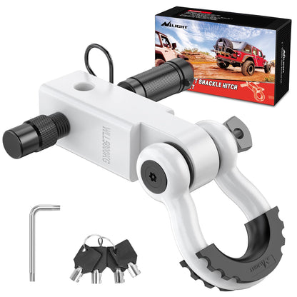 Nilight Anti-Theft Shackle Hitch Receiver 2Inch 45000 LBs Breaking Strength 3/4" Anti-Theft D Ring Shackle 5/8" Trailer Hitch Lock Pin Heavy Duty Solid Towing Kit for Trucks Off Road (Black)