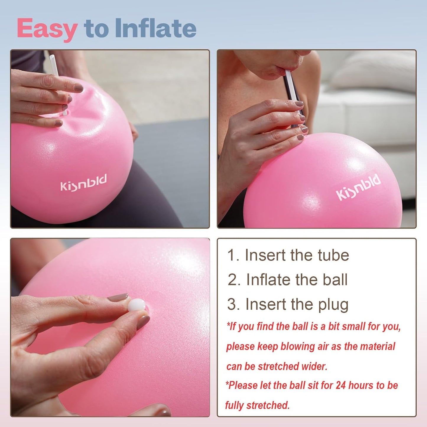 kisnbld Kleiner Gymnastikball, 9 Zoll Mini Pilates Ball, Anti-Burst und Rutschfester Mini Yoga Ball für Stabilität, Fitness, Physiotherapie, Dehnung und Rumpfkrafttraining zu Hause, im Fitnessstudio und Büro