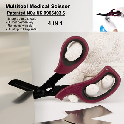 MEUUT 2 Pack Medical Scissors Trauma Shears for Left and Right Hand -Patented Bandage Scissors All Purpose with Non-Stick Blades, Surgical Grade Shears Stainless Steel EMT Scissors for Nurses EMT