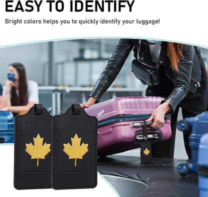 4 Pack Luggage Tag, Anyos PU Leather Travel Bag Labels Suitcase Baggage Tags with Name ID Card Privacy Protection