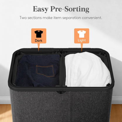 Lifewit 105L Large Laundry Basket with Lid, Laundry Hamper with Plastic Handles and Removable Bag, Foldable Tall Dirty Clothes Hampers for Laundry for Laundry Room, Bedroom, Bathroom, Dorm, Beige