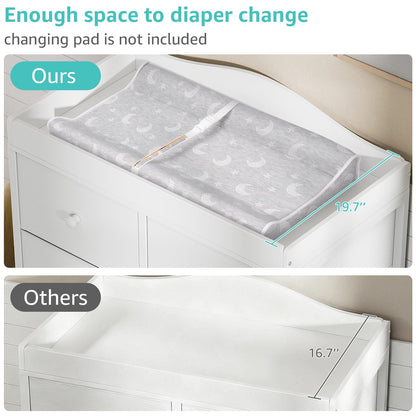 BOLUO White Changing Table Dresser with 6 Drawers Baby Dresser with Changing Table Top Diaper Changing Station with Storage for Nursery Modern