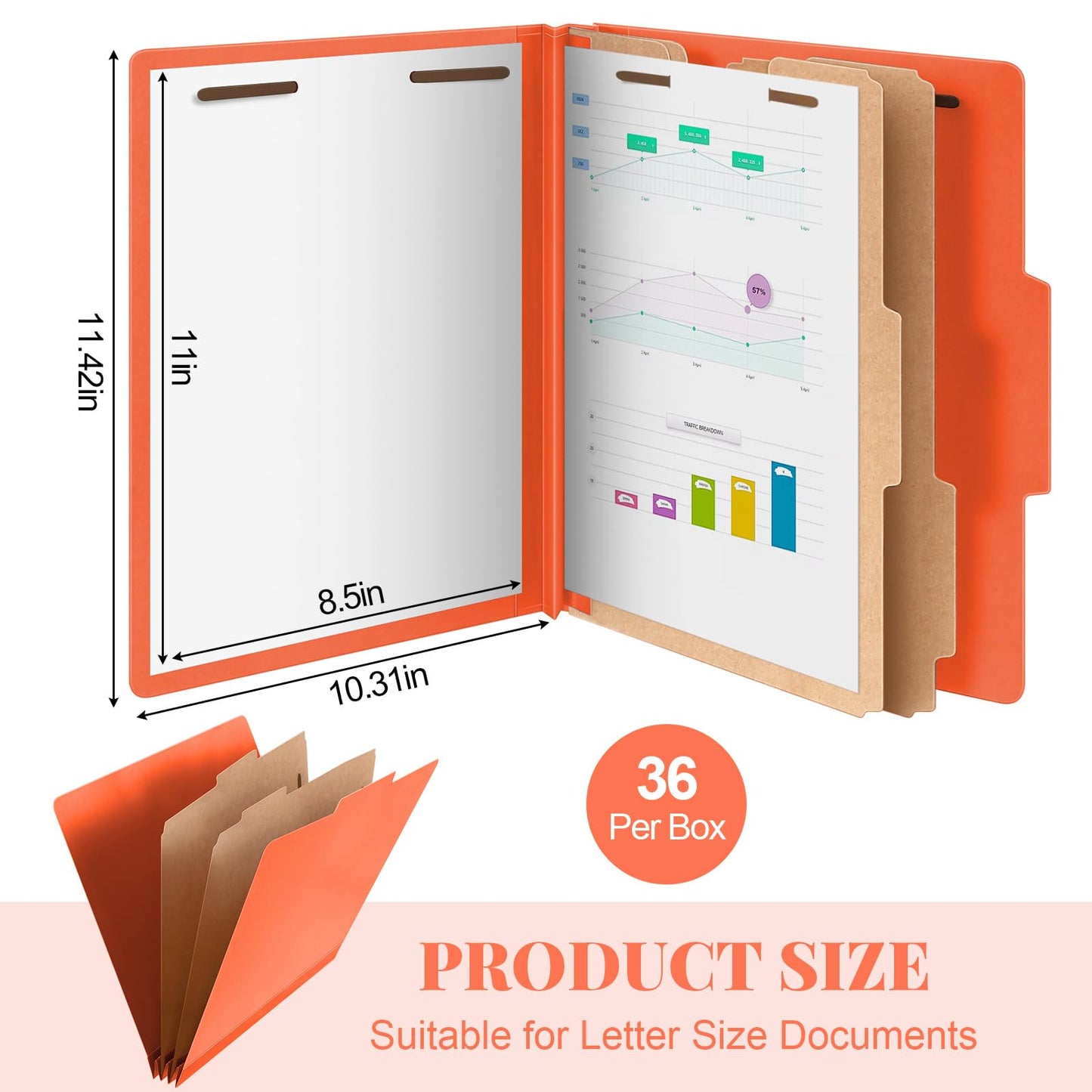 Skyygemm 24 Pcs Classification Folders Letter Size Bulk - 2 Dividers Pressboard File Folder with 3. 5 Inch Expansion, 2 Prongs Fastener, Heavy Duty Office File Organizer for Teacher Medical (Yellow)