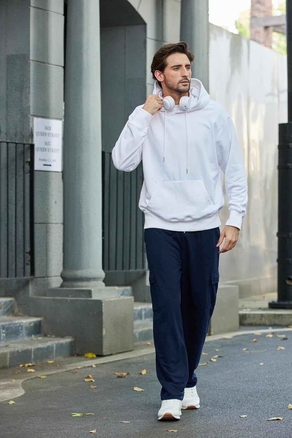 Deyeek Herren Cargo Jogginghose Open Bottom Baggy Leichte Cargo Sweatpants für Männer Locker sitzende Freizeithose mit Taschen