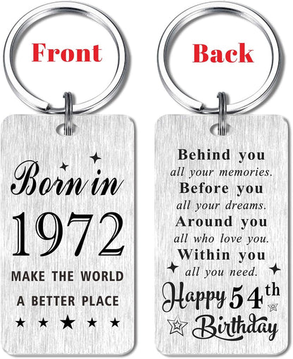 Gezxin Happy Birthday Schlüsselanhänger Geschenke für Frauen Männer - Personalisierter Edelstahl Geburtstagsschlüsselanhänger - Mach die Welt zu einem besseren Ort