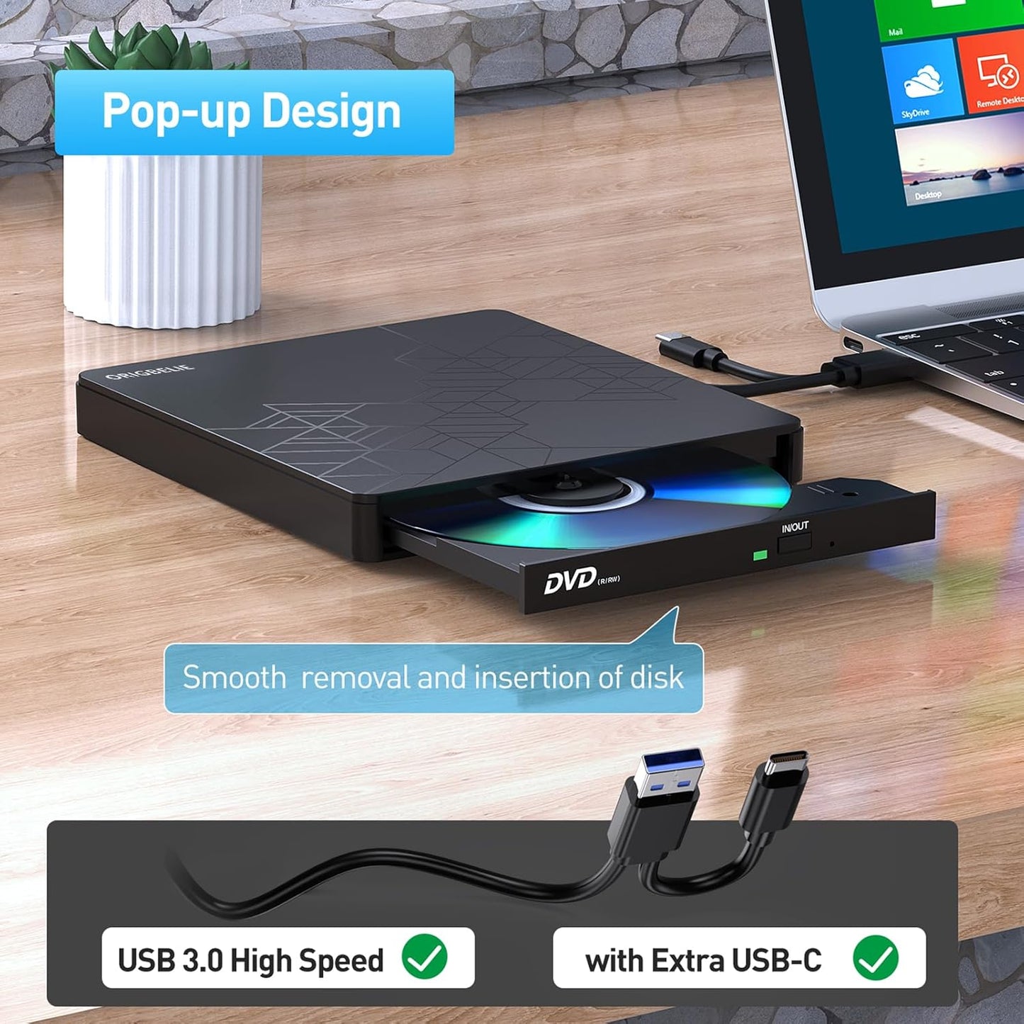 ORIGBELIE External DVD Drive: A Versatile Solution for Your Optical Disc Needs